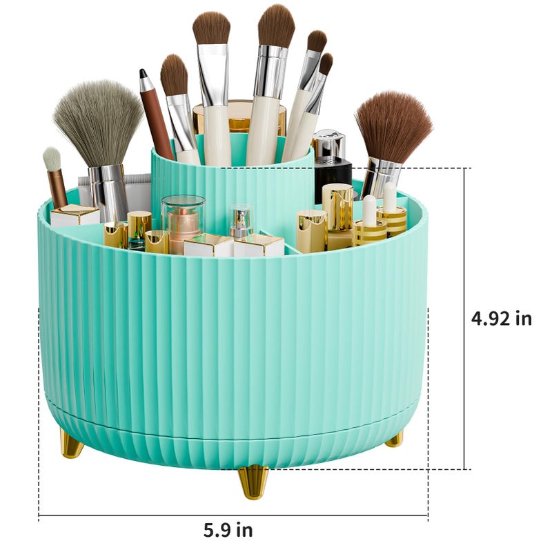 fanado 360 Rotate Makeup Brush Holder Organizer, Makeup Organizers Countertop, Makeup organization and Skincare Storage for Vanity, Desktop, Bathroom (Mint Green) - Image 4